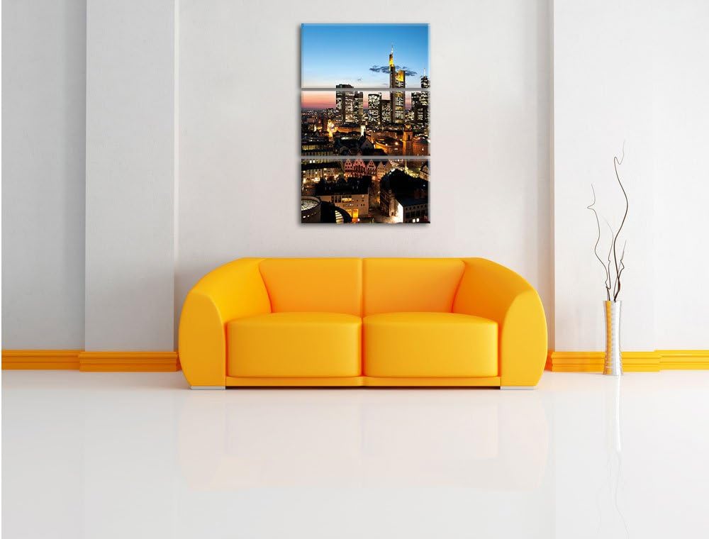 Pixxprint Frankfurt Skyline als Leinwandbild/Grösse: 3 Teilig (120x80) cm/Wandbild/Kunstdruck/fertig