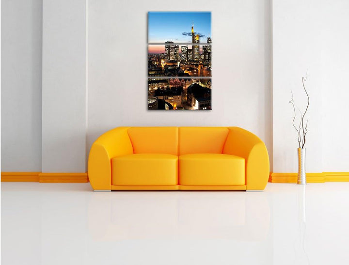 Pixxprint Frankfurt Skyline als Leinwandbild/Grösse: 3 Teilig (120x80) cm/Wandbild/Kunstdruck/fertig
