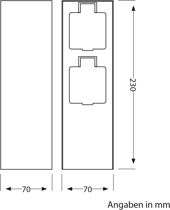 ledscom.de Garten Steckdosensäule POMI, Outdoor, IP44, 2-Fach, anthrazit, eckig, 23 cm, 2 STK. 2 Stü