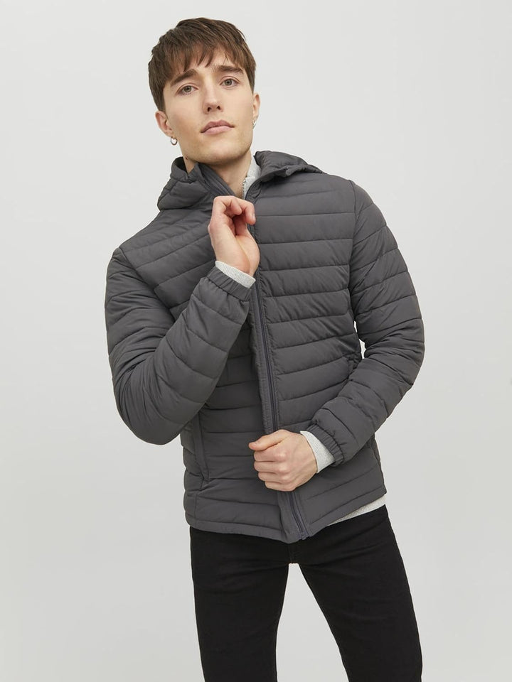 Jack & Jones Men's Jjerecycle Raw Puffer Hood Noos Jacket S Asphalt, S Asphalt