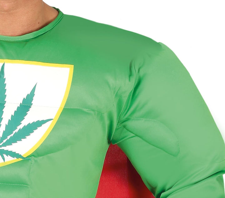 FIESTAS GUIRCA Weedman Comic Superheld Karneval Kostüm Herren – JGA Lustiges Weed Hanf Kostüm Herren