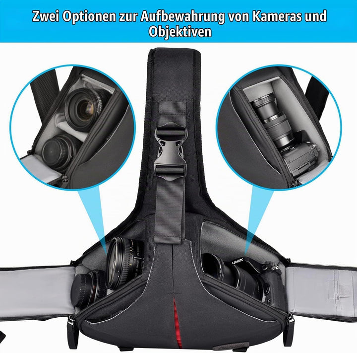 CADeN Kameratasche,Camera Sling Crossbag Fototasche Kamera Umhängetasche Kompatibel mit Canon Nikon
