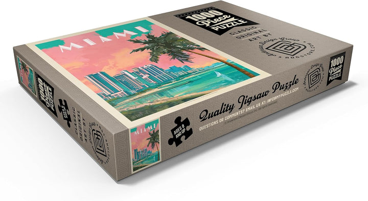 Miami, FL: South Beach, Vintage Poster - Premium 1000 Teile Puzzle - MyPuzzle Sonderkollektion von A