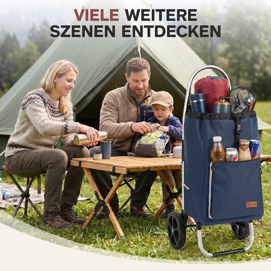 Sekey Einkaufstrolley klappbar, 3-in-1 Einkaufswagen (Trolley, Sackkarre & Rucksack), mit leichtem A