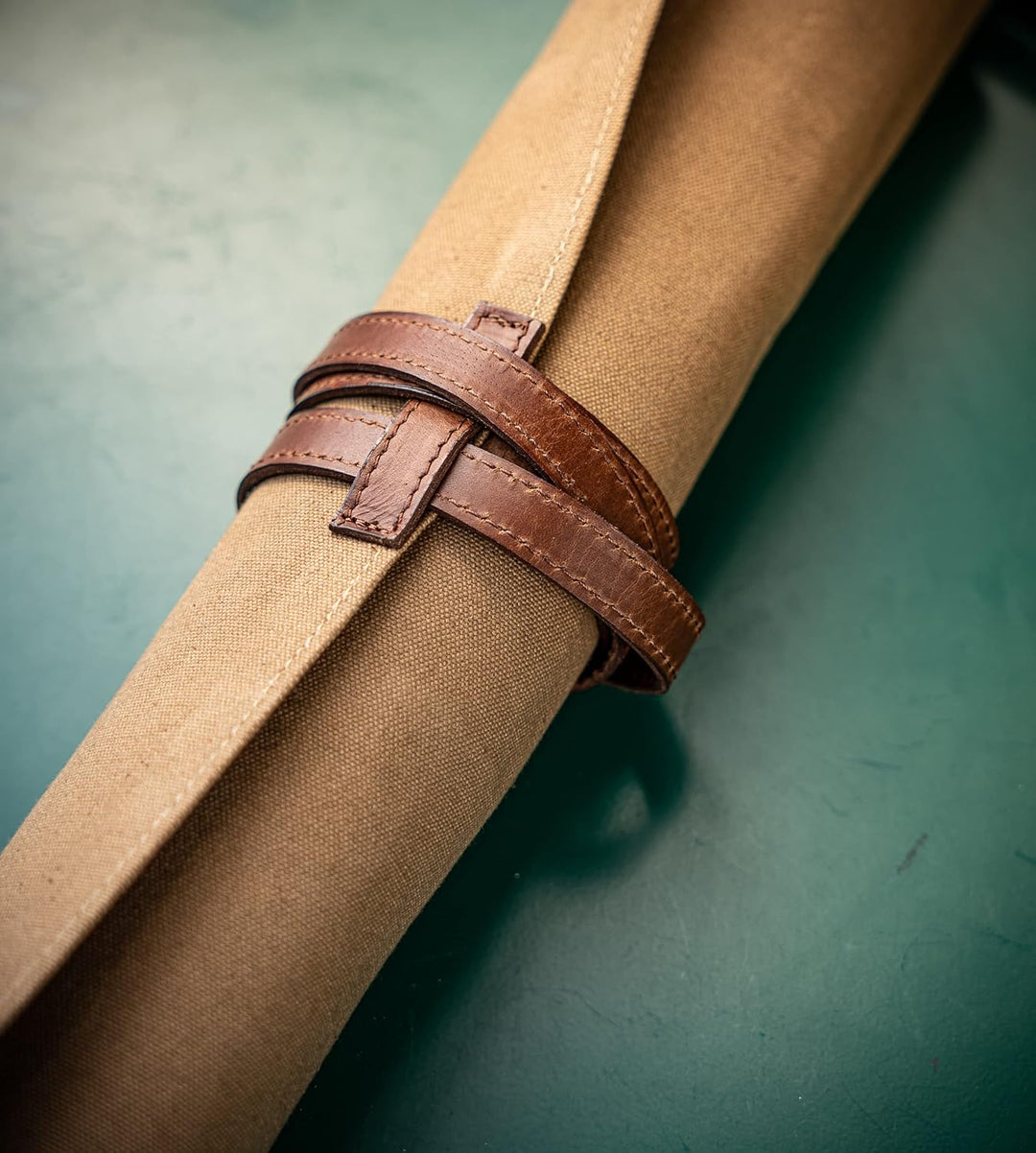 Angus Stoke Premium Messertasche für Kochmesser - Leder & Canvas Kochmesserrolle gross – Messer Tasc