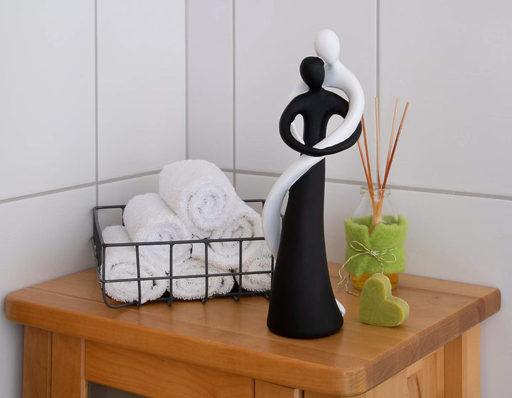 FeinKnick harmonisches Paar in Schwarz & Weiss - handbemalte Skulptur aus Marmorit 27cm hoch - stilv