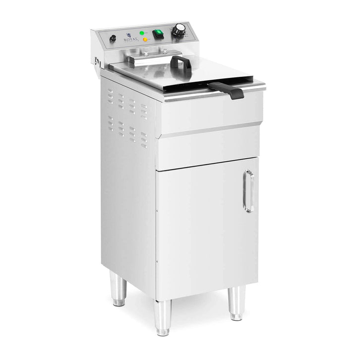 Royal Catering RCPKF 13DSH Elektro-Fritteuse mit Unterschrank 13 L 5.000 W Ablasshahn Kaltzone Fritt