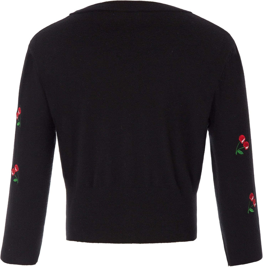 Belle Poque Damen 3/4-Arm Bolero Festlich Cardigan Kirsche Bolerojacke Schulterjacke BP000609, M Bp6