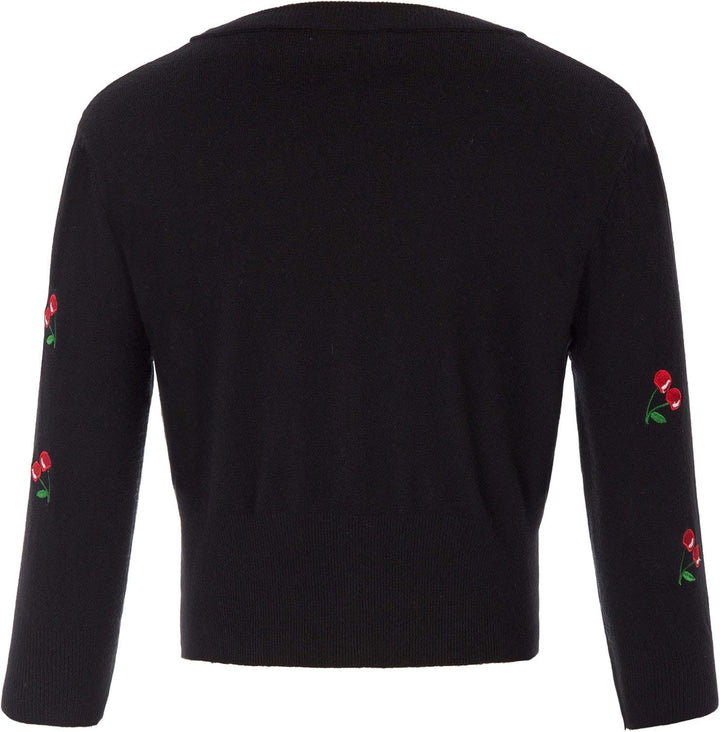 Belle Poque Damen 3/4-Arm Bolero Festlich Cardigan Kirsche Bolerojacke Schulterjacke BP000609, M Bp6