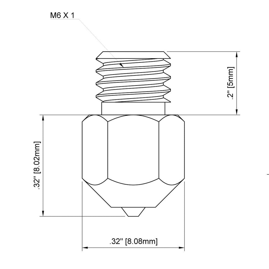 MOD3DP Ruby Tip 3D-Druckerdüse, MK8-kompatibel, abriebfest, Trichterform, eine für alle Materialien