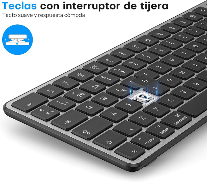 OMOTON Mac Tastatur Maus Set Kabellose für MacBook Air/Pro/iMac/iMac Pro/Mac mini, Bluetooth Funktas