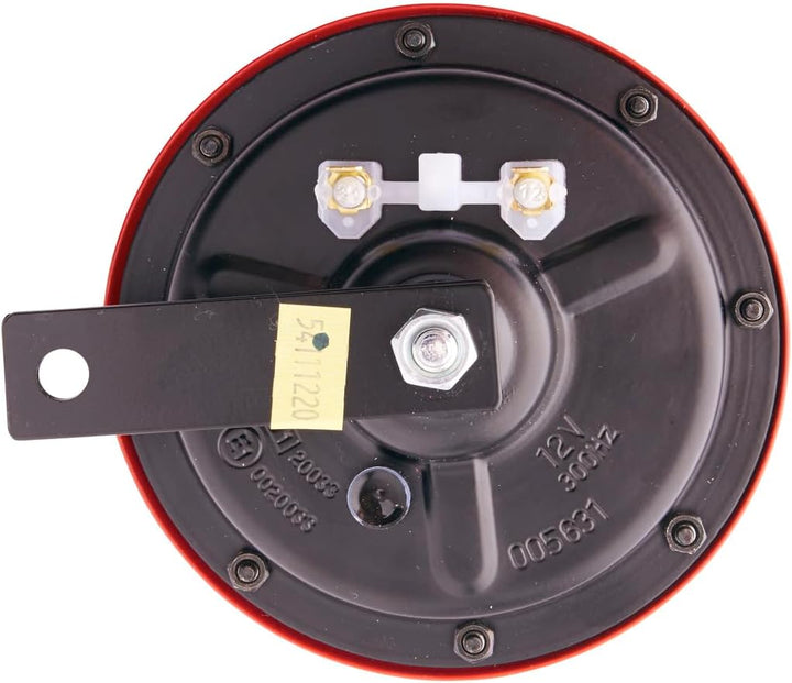 HELLA 3AG 003 399-801 Horn - B133-12V - Frequenzbereich: 300/500Hz - Starkton rot/schwarz - Flachste