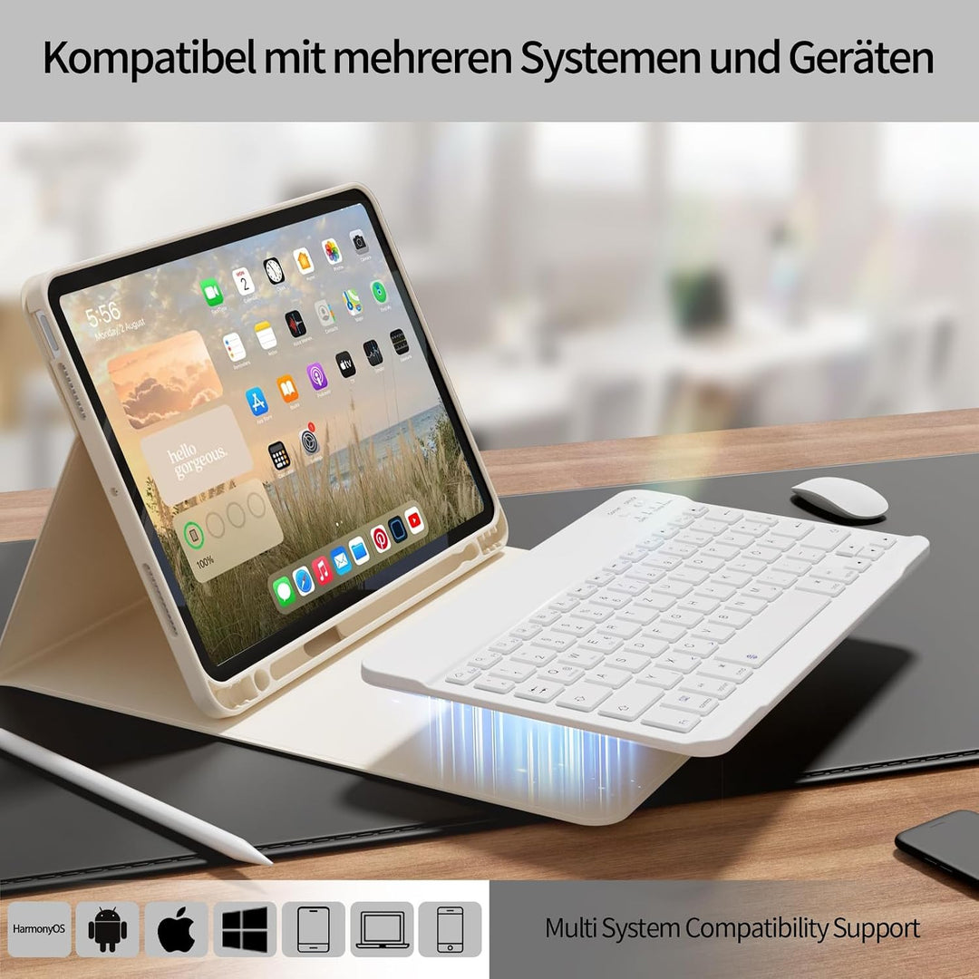 Hülle mit Tastatur für iPad Air 11 Zoll M4/M3/M2 (2026/2025/2024), iPad Air 5 4 2022/2020 10,9 Zoll,