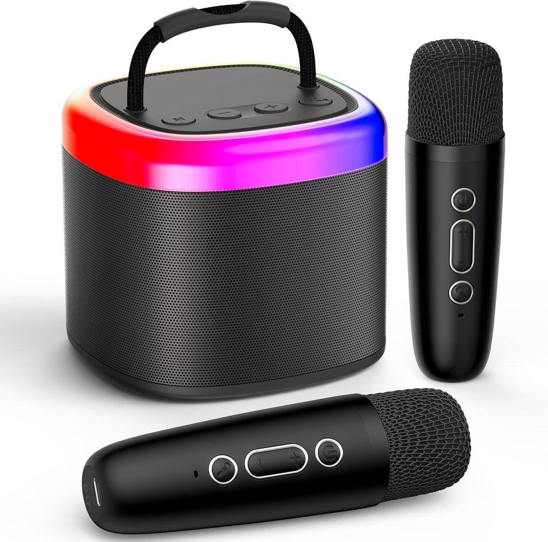JYX Karaoke Maschine für Kinder & Erwachsene, Mini Karaoke Anlage mit Mikrofonen, Bluetooth Karaoke