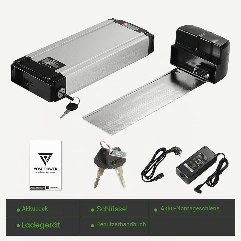 E-Bike Li-ion Batterie 36V 10,4Ah mit Ladegerät für 250W-500W Elektrofahrrad Pedelec E-GO! Wondervel