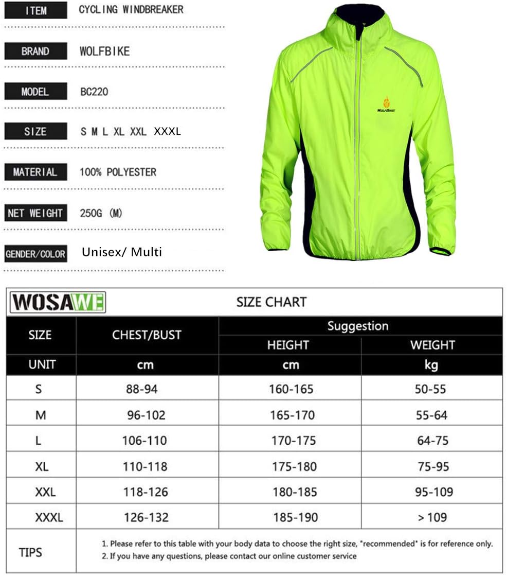 WOSAWE Herren-Fahrradjacke Winddichte wasserdichte MTB Mountainbike Jacket Für Radfahren, Joggen & W