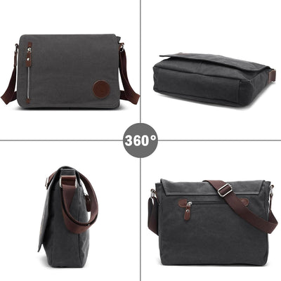 DORRISO Mode Umhängetasche Herren Schultertasche Canvas Schultertaschen für 14 Zoll Laptop Kuriertas