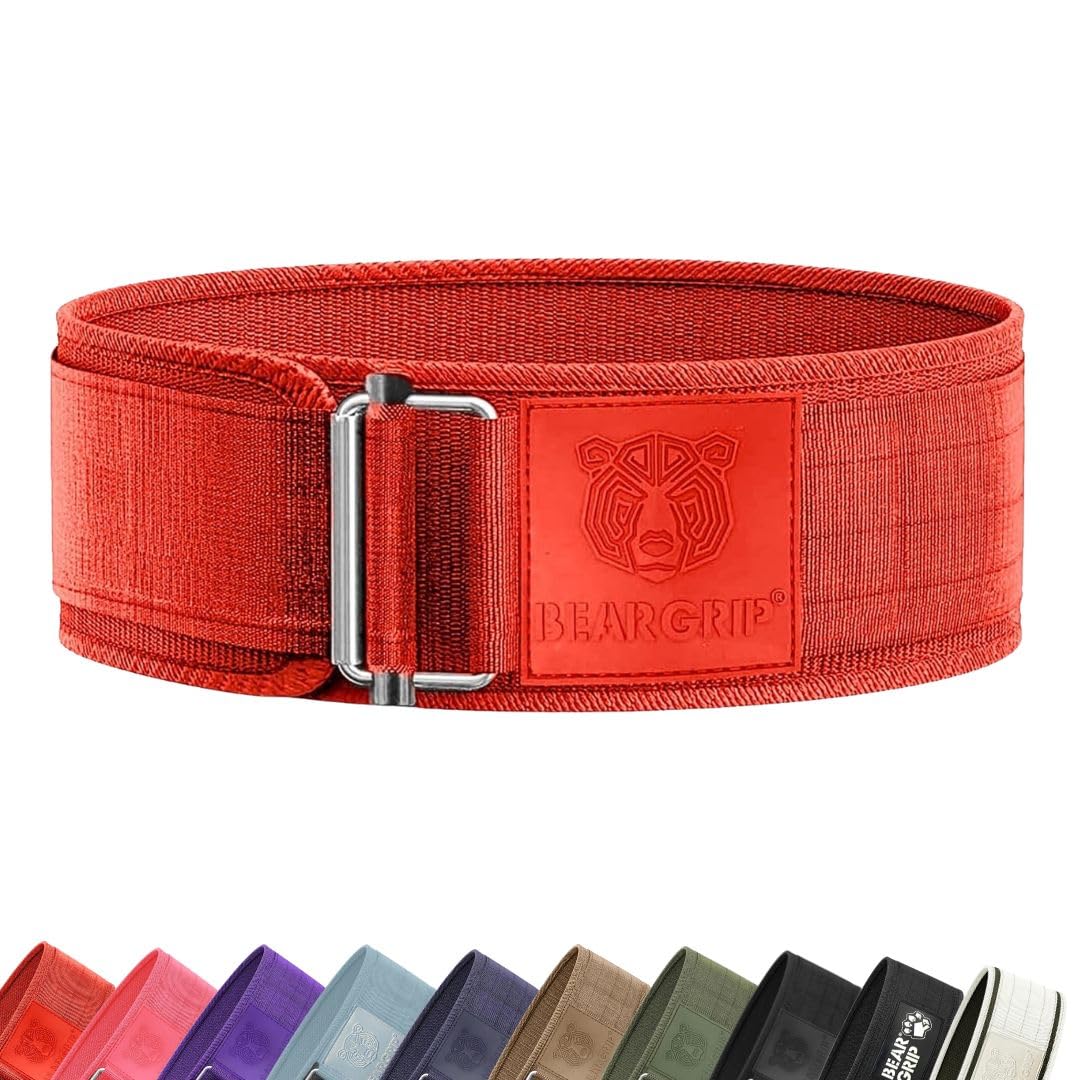 BEAR GRIP - Selbstverriegelnder Gewichthebergürtel, Premium Gewichthebergürtel für Crossfit, Powerli