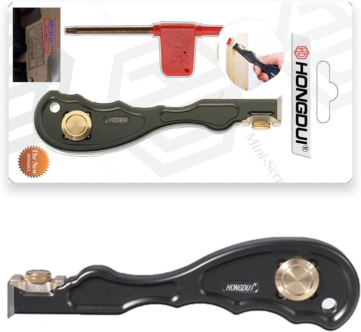 HONGDUI GD05 2-in-1 Holzbearbeitungsschaber, Aluminiumlegierung-Griff, Multifunktionaler Kleberschab