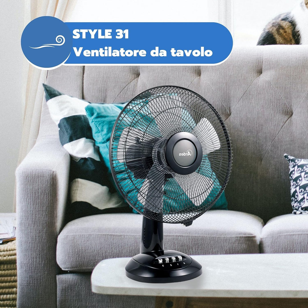 ARDES - Ardes-Tischventilator 30 cm Modell Penny, 5 Flügel, oszillierend, mit verstellbarem Neigungs