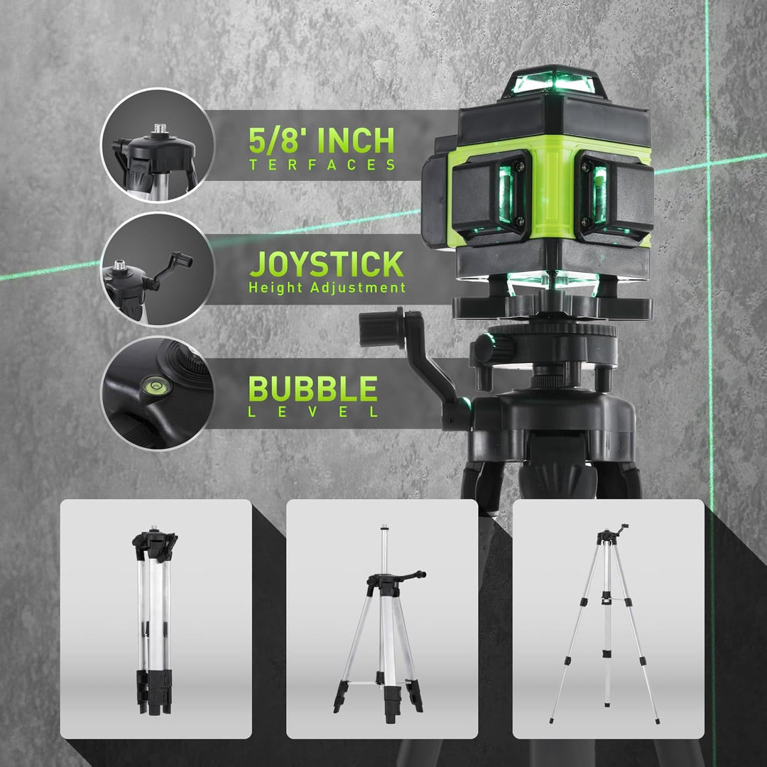 Weytoll Kreuzlinienlaser mit Stativ, 16 Line Laser Level IP54 Wasserwaage, 2400mAh Akku*2, mit Teles