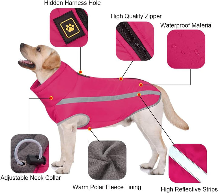 FEimaX Hundemantel Hundejacke wasserdichte Reflektierende Wintermantel mit Fleece Gefüttert Hund Wel