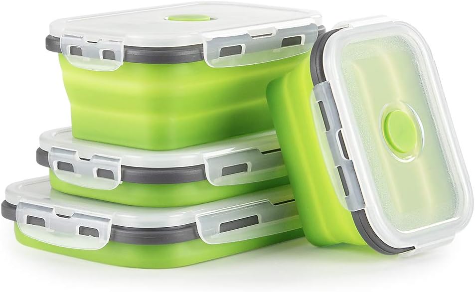 Faltbare Frischhalteboxen 4 PCS Faltbare Frischhaltedosen, Platzsparende Lunchbox für Camping Büro S