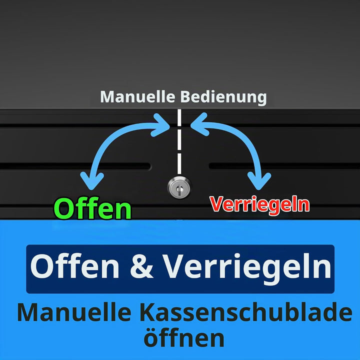 Kassenschublade Push - Druckknopf Öffnung, mit 8 Münzfach und 4 Scheinfach (euro), Abschliessbar - K