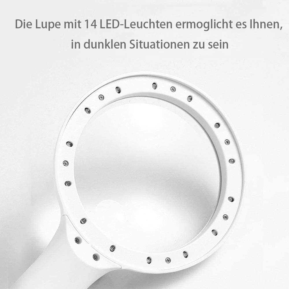 Lupe Mit Licht 60 Fach Vergrösserung - Handlupe Mit 14 LED 30X Für Senioren - Leselupe Linsentuch -
