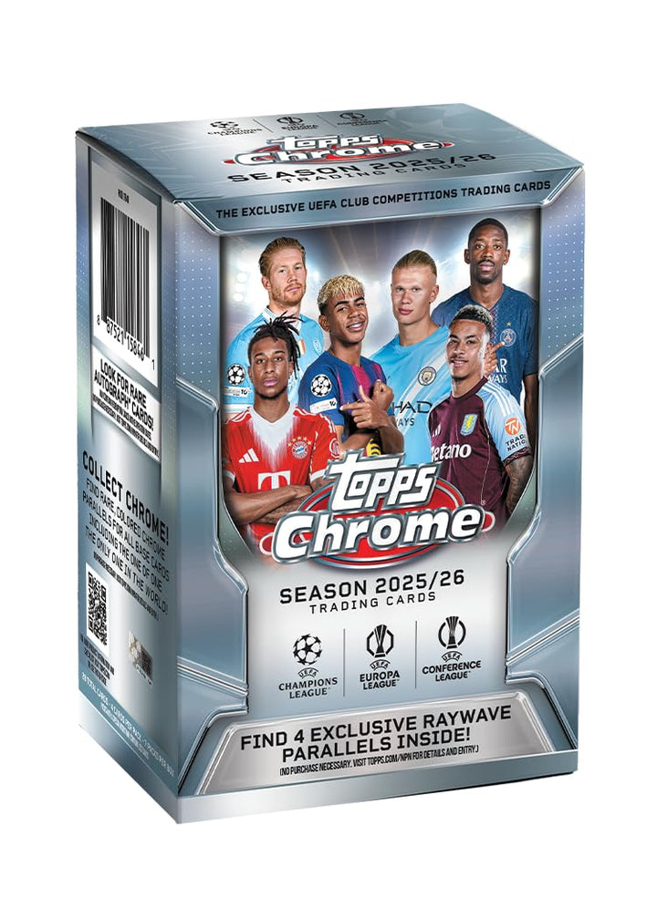 Topps Chrome® UEFA Club Competitions 2025-26 - Value Box (enthält 7 Packungen pro Box, 4 Karten pro