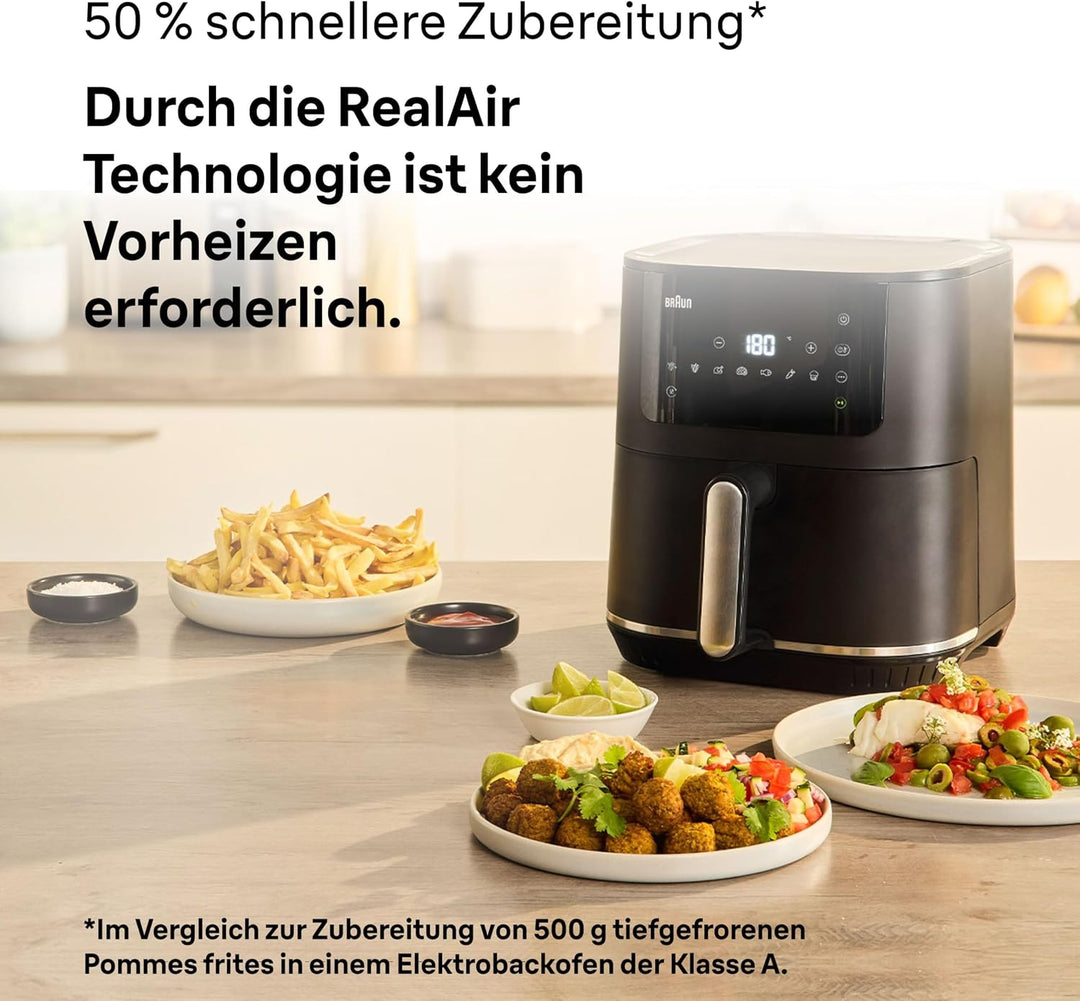 Braun MultiFry 5 HF5030 Digitale Heissluftfritteuse, 6L Airfryer, 80-220°, 8 Programme, spülmaschine