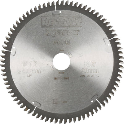 DeWalt Stationärkreissägeblatt / Kreissägeblatt Extreme (216/30mm 80TFZ, extra feines Finish (Furnie