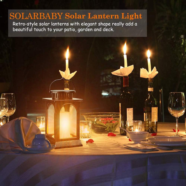 SOLARBABY Solar Laternenleuchten für den Aussenbereich Garten, Metall flackernde Flamme Hängelaterne