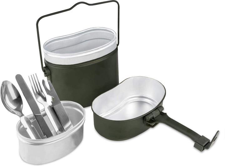 Original Bundeswehr Essgeschirrset Essbesteck + BW Aluminium Kochgeschirr Camping-Geschirr Besteck-S