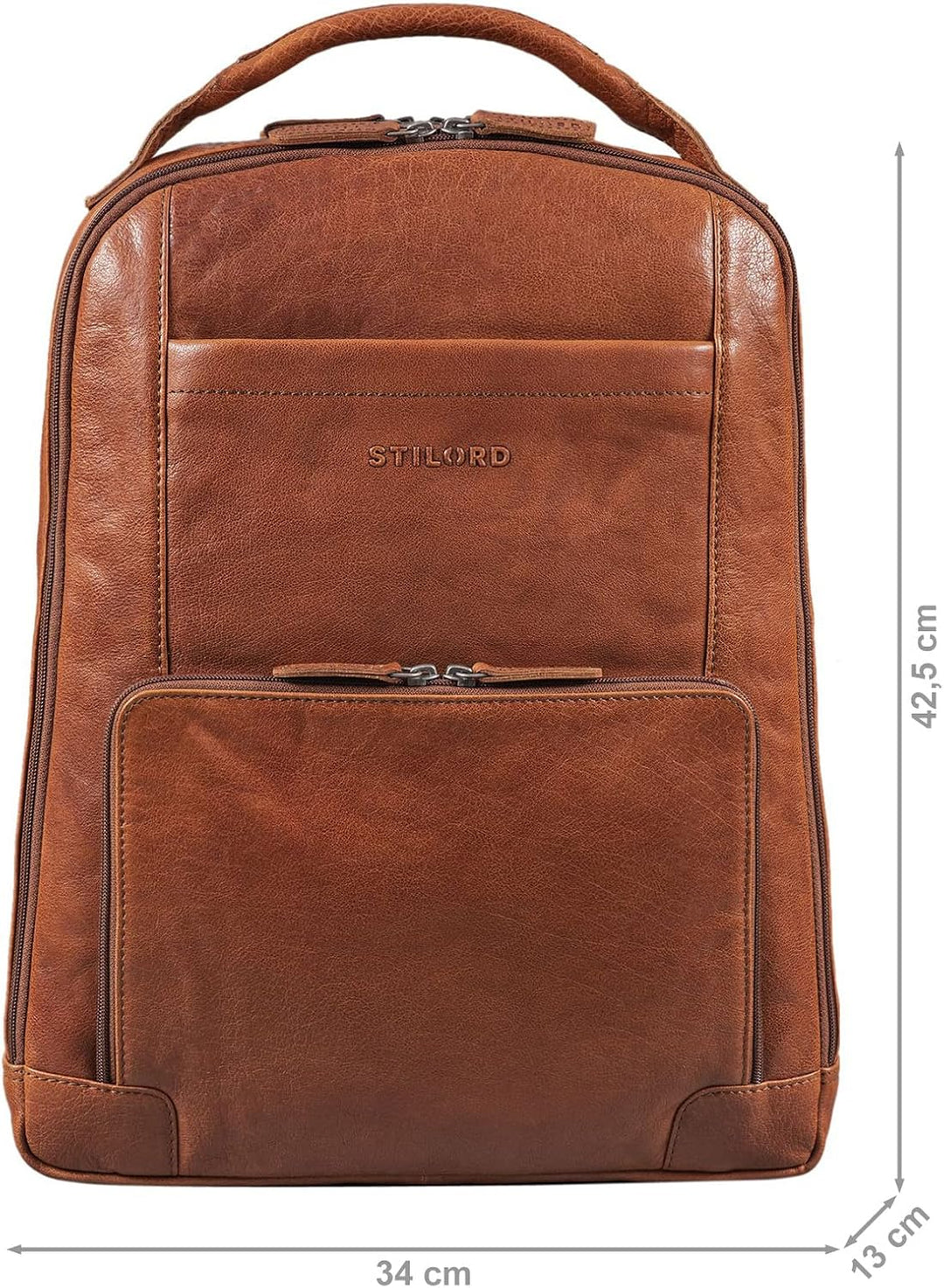 STILORD XL Herren-Businessrucksack aus Leder braun - 15-17 Zoll grosser Arbeitsrucksack - Männer Lap