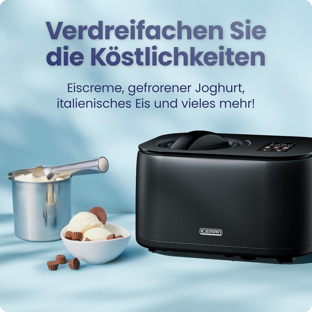 Iceman von Chefman Eismaschine, kein Vorgefrieren erforderlich dank Kompressor, für Eis, Frozen Yogu