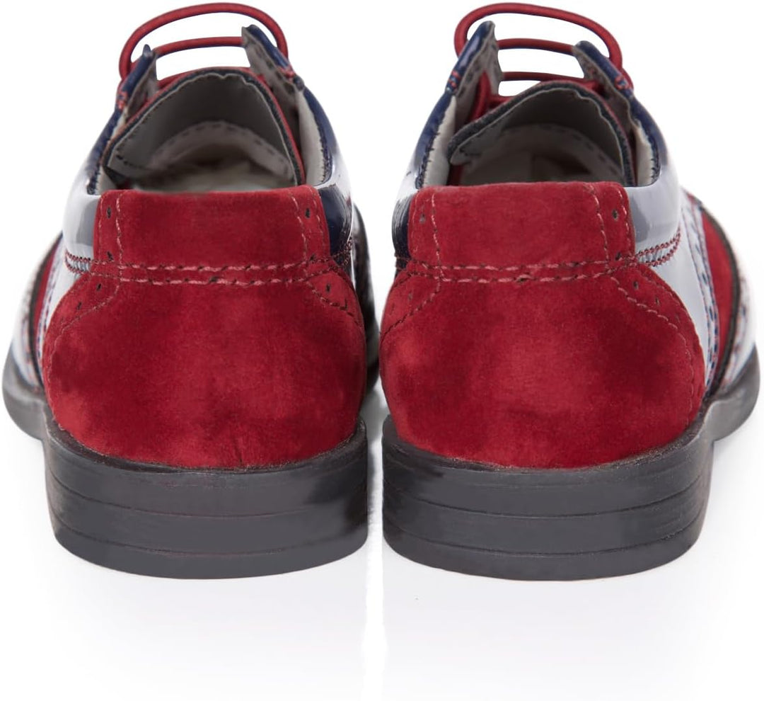 SIRRI Jungen Wildleder Lackschuhe Schnürschuhe Brogue formelle Hochzeitsschuhe 24 EU Marineblau Burg
