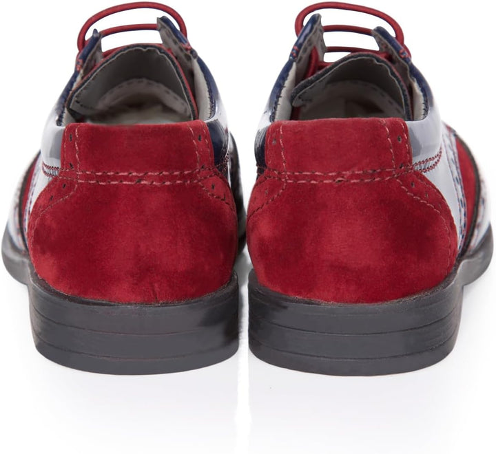 SIRRI Jungen Wildleder Lackschuhe Schnürschuhe Brogue formelle Hochzeitsschuhe 24 EU Marineblau Burg