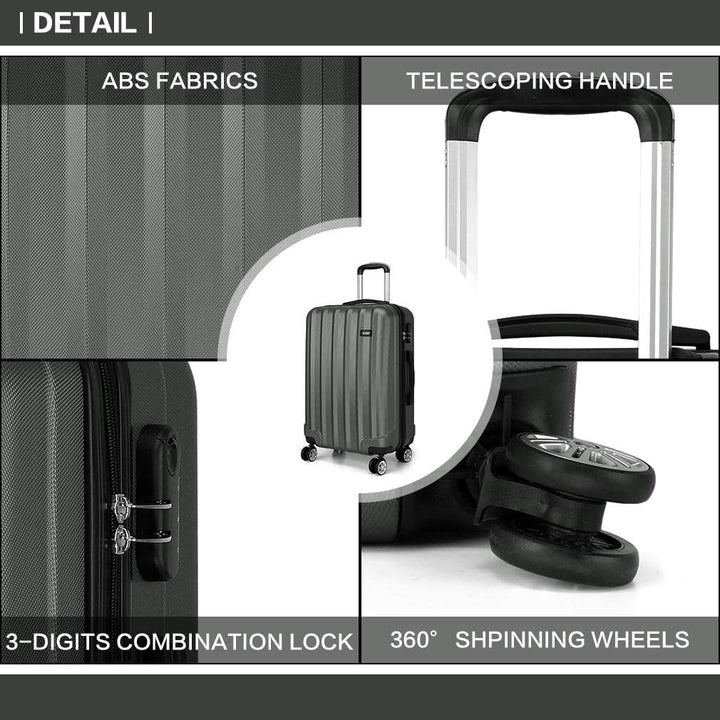 Kono Hartschale Trolley Koffer 4 Rollen Reisekoffer Gepäck (Pink, Set) Grau 3tlg. Kofferset, Grau 3t