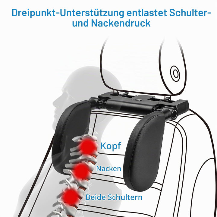2 Pack KopfstüTze Auto Kinder, 180 Grad Verstellbares Atmungsaktiv Leder Nackenstütze Auto,Nackenkis