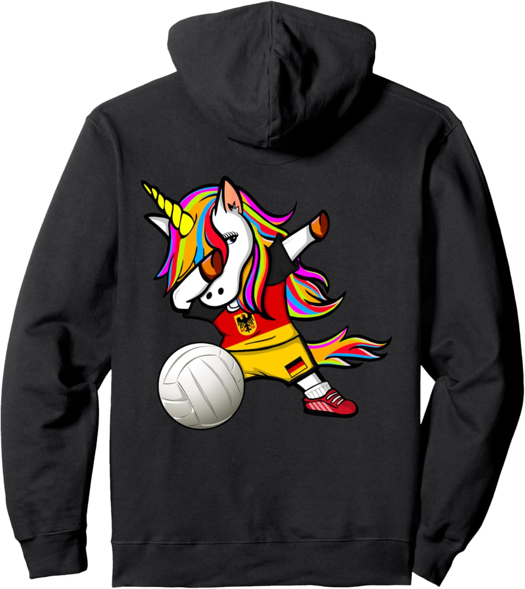 Dabbing Einhorn Deutschland Volleyball Deutsche Flagge Sport Pullover Hoodie
