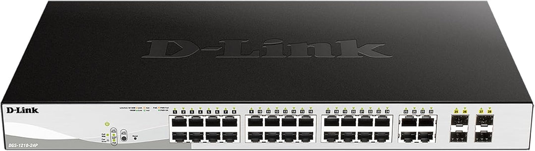D-Link DGS-1210-24P Gigabit Smart Switch (24-Port, 4x SFP, 56Gbps Switching Capacity, 85 Watt) 28 Po