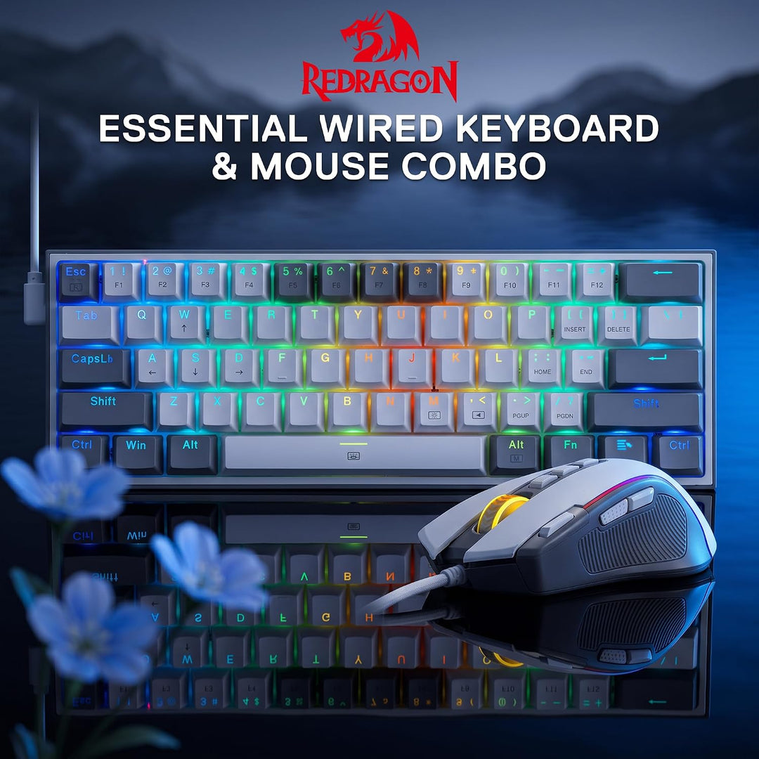 Redragon CB201 Gaming-Tastaturen &amp; -Mäuse Combos Kabel K617 M612 Weiss | kabelgebundenes Gaming Set