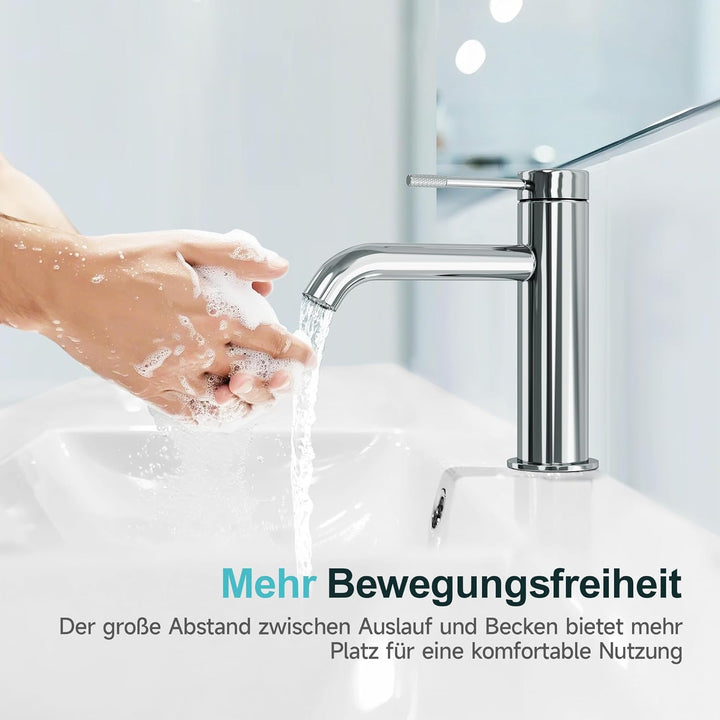 Wasserhahn Bad Einhebelmischer Waschtischarmatur für Badezimmer mit Auslaufhöhe 86 mm für Gäste-WC A