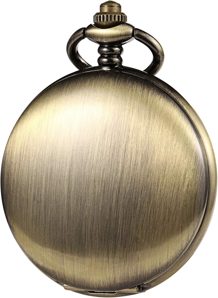 TREEWETO Taschenuhr Unisex Taschenuhr mit Kette Analog Mechanisch Handaufzug Doppelscharnier Antik R