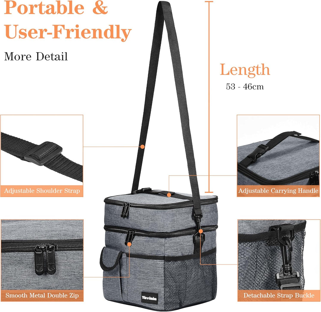 Kato Tirrinia Faltbar Gross Kühltasche 17L(23Dosen), Doppellagige Isoliertasche Lunchtasche Picknick