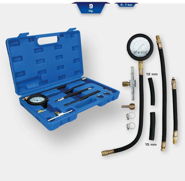 BRILLIANT TOOLS BT581250 Kraftstoff-Einspritzpumpen-Druck-Tester- Satz | 9-tlg [Powered by KS TOOLS]