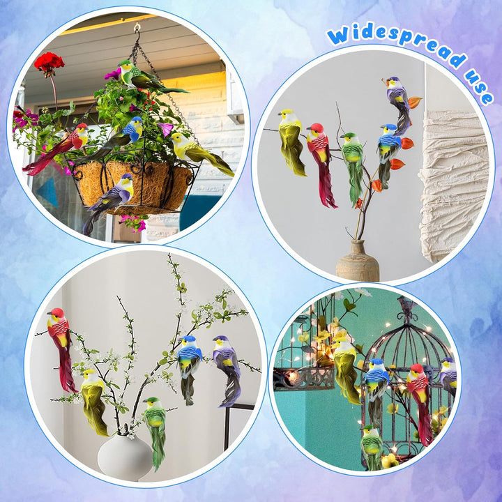 Deko Vogel,Deko Vögel mit Clip,10 Stück Vögel Deko Figuren,Mini Vogel Dekofigur für Garten Frühling