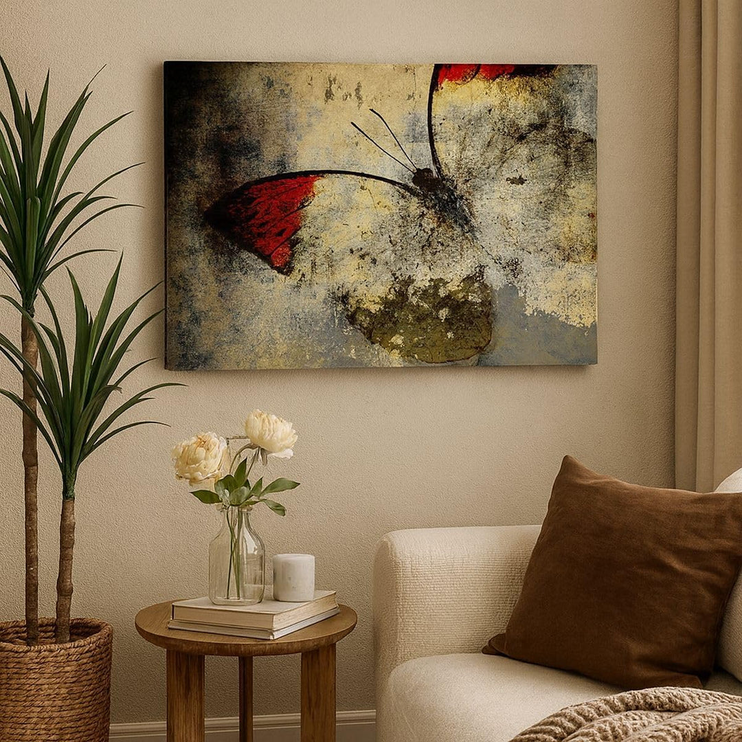 Bilder auf Leinwand 100x70cm Leinwandbild Schmetterling Abstraktion Gross Wanddeko Bild Schlafzimmer