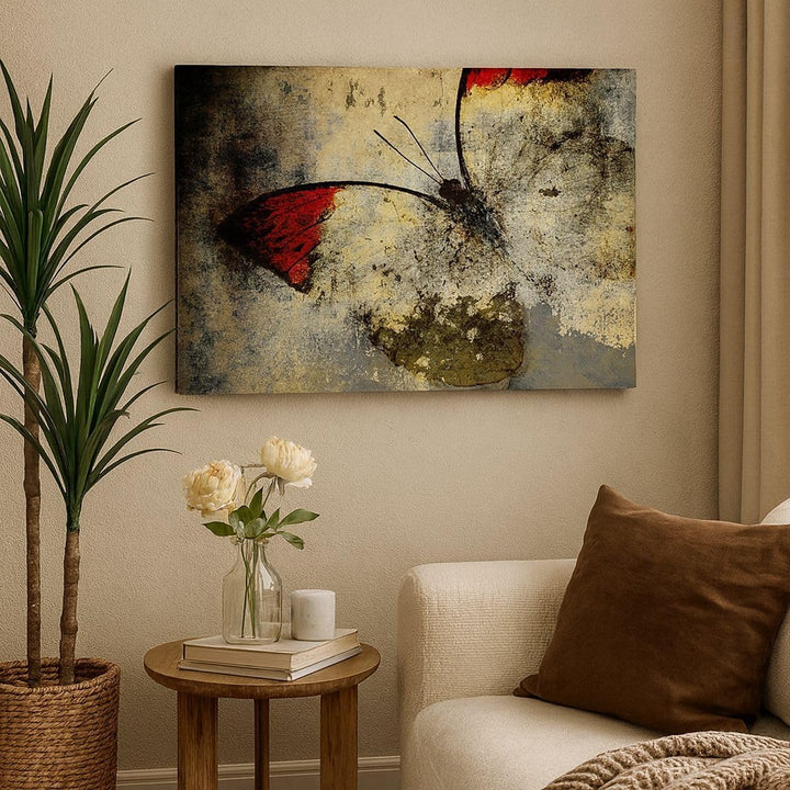 Bilder auf Leinwand 100x70cm Leinwandbild Schmetterling Abstraktion Gross Wanddeko Bild Schlafzimmer
